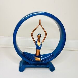 Resin yoga lady figurine in a Namaskar Mudra pose.